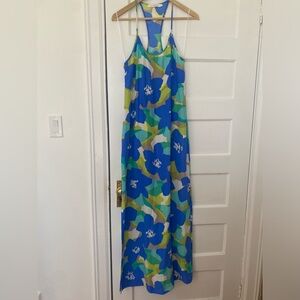 100% silk floral maxi beach dress